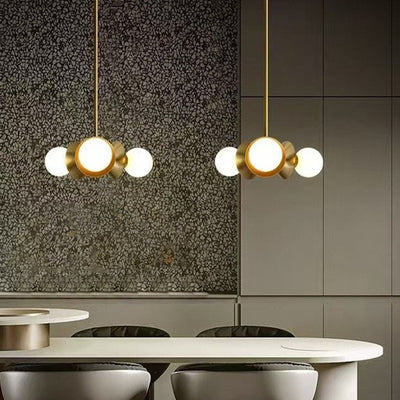 Contemporary Nordic Brass & Glass Round 3-Light Chandelier For Bedroom, Living Room, And Dining Room