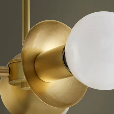 Contemporary Nordic Brass & Glass Round 3-Light Chandelier For Bedroom, Living Room, And Dining Room