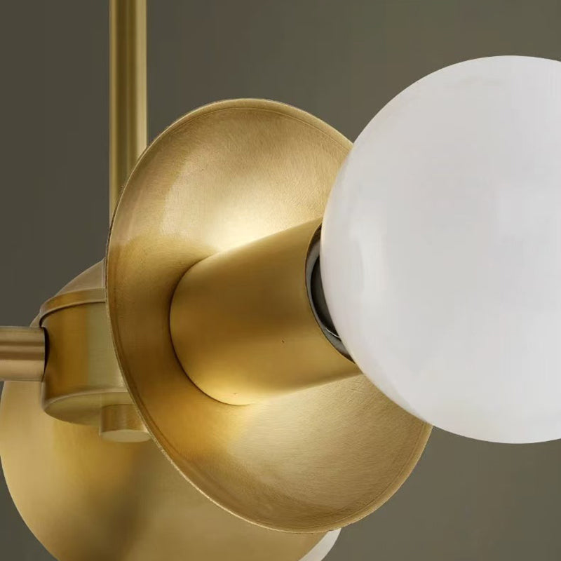 Contemporary Nordic Brass & Glass Round 3-Light Chandelier For Bedroom, Living Room, And Dining Room