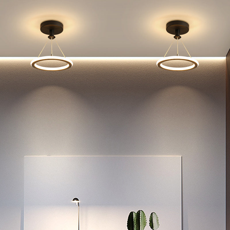 Lustre LED conique circulaire en aluminium, métal et silicone nordique contemporain pour couloir, salon et chambre 