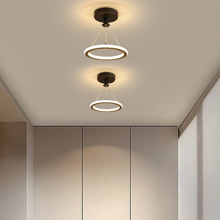 Lustre LED conique circulaire en aluminium, métal et silicone nordique contemporain pour couloir, salon et chambre 