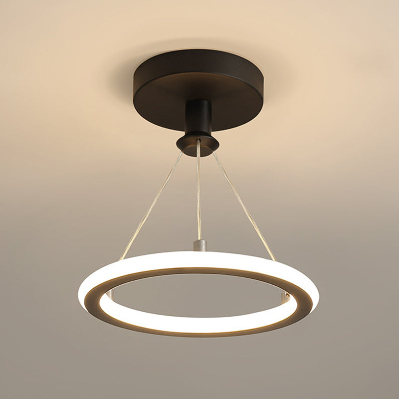 Lustre LED conique circulaire en aluminium, métal et silicone nordique contemporain pour couloir, salon et chambre 