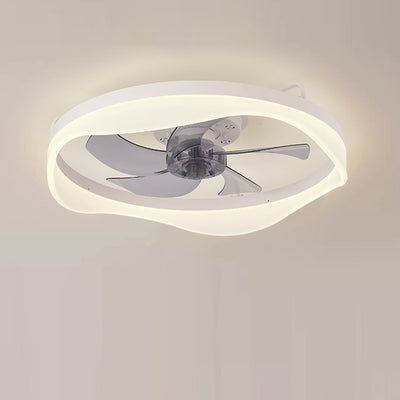 Modern Minimalist Iron & Aluminum Round LED Flush Mount Ceiling Fan Light For Bedroom And Living Room