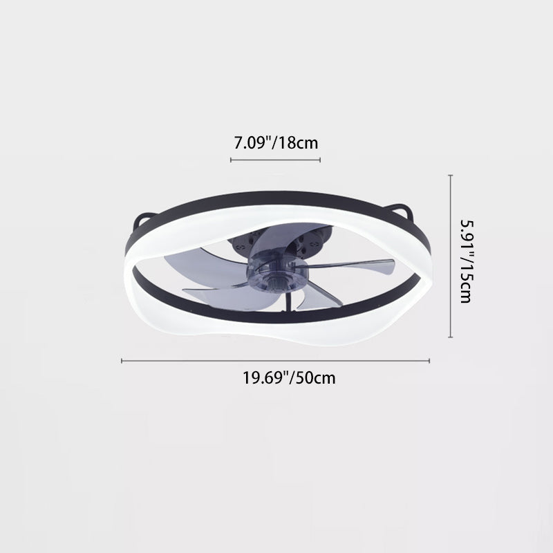 Modern Minimalist Iron &amp; Aluminum Round LED Flush Mount Ceiling Fan Light For Bedroom And Living Room