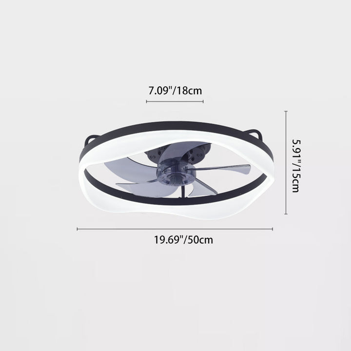 Modern Minimalist Iron &amp; Aluminum Round LED Flush Mount Ceiling Fan Light For Bedroom And Living Room