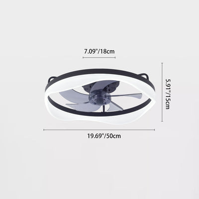 Modern Minimalist Iron & Aluminum Round LED Flush Mount Ceiling Fan Light For Bedroom And Living Room