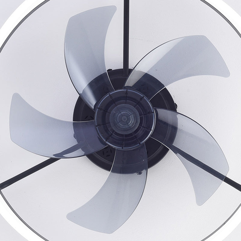 Modern Minimalist Iron &amp; Aluminum Round LED Flush Mount Ceiling Fan Light For Bedroom And Living Room
