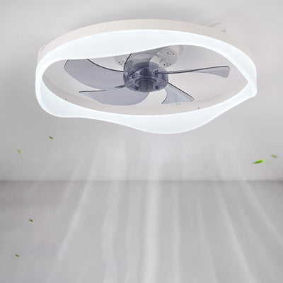 Modern Minimalist Iron & Aluminum Round LED Flush Mount Ceiling Fan Light For Bedroom And Living Room