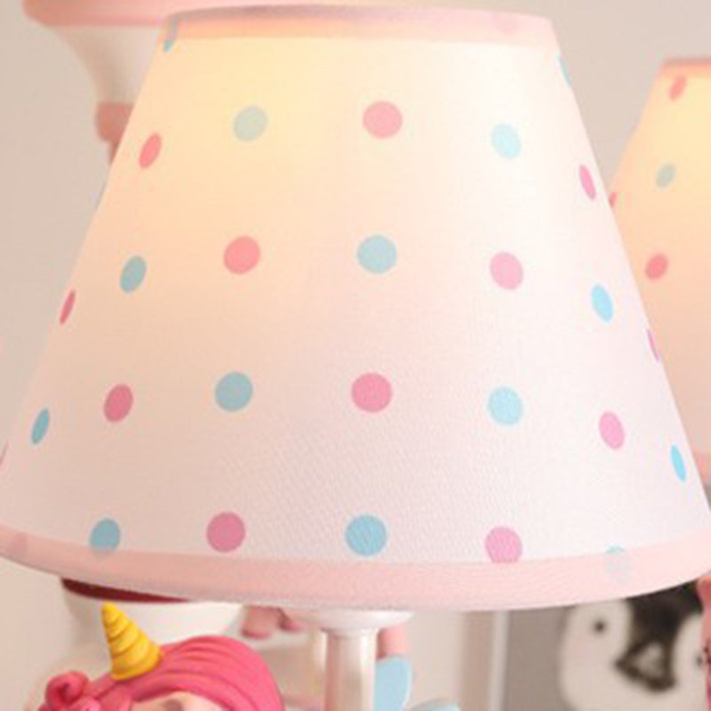 Contemporary Creative Iron & Resin Round Tapered 5-Light Unicorn Chandelier For Kids Bedroom And Living Room