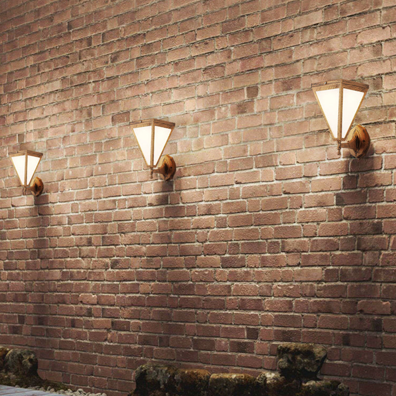 Modern Minimalist Galvanized Iron & Acrylic Trapezoid Solar LED Wall Sconce Lamp For Outdoor Courtyard