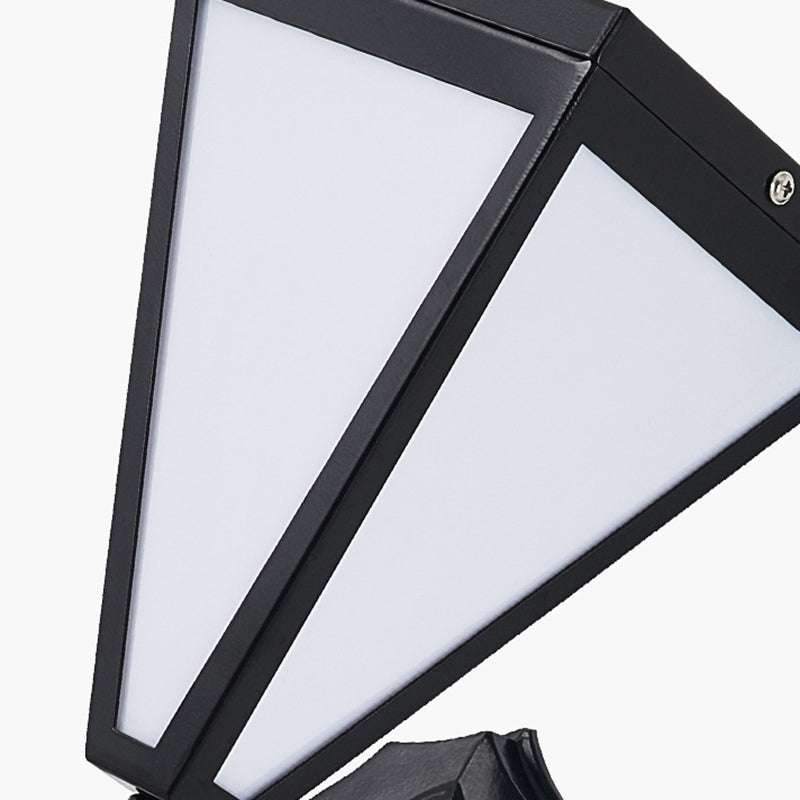 Modern Minimalist Galvanized Iron & Acrylic Trapezoid Solar LED Wall Sconce Lamp For Outdoor Courtyard
