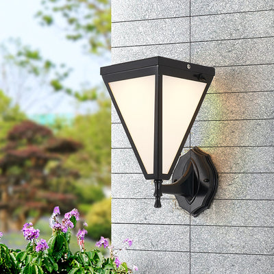 Modern Minimalist Galvanized Iron & Acrylic Trapezoid Solar LED Wall Sconce Lamp For Outdoor Courtyard