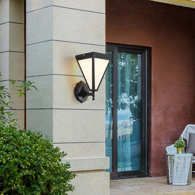 Modern Minimalist Galvanized Iron & Acrylic Trapezoid Solar LED Wall Sconce Lamp For Outdoor Courtyard