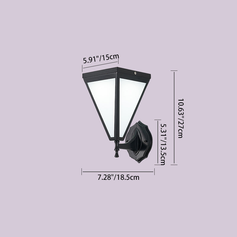 Modern Minimalist Galvanized Iron & Acrylic Trapezoid Solar LED Wall Sconce Lamp For Outdoor Courtyard