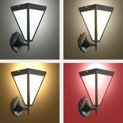 Modern Minimalist Galvanized Iron & Acrylic Trapezoid Solar LED Wall Sconce Lamp For Outdoor Courtyard