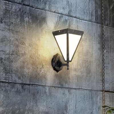 Modern Minimalist Galvanized Iron & Acrylic Trapezoid Solar LED Wall Sconce Lamp For Outdoor Courtyard