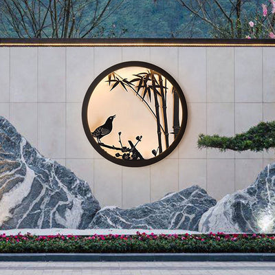 Modern Minimalist Iron & Acrylic Round LED Wall Sconce Lamp For Outdoor Courtyard & Garden
