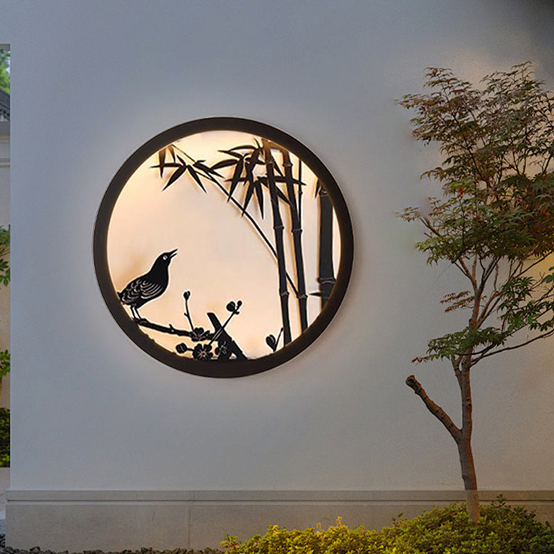 Modern Minimalist Iron & Acrylic Round LED Wall Sconce Lamp For Outdoor Courtyard & Garden