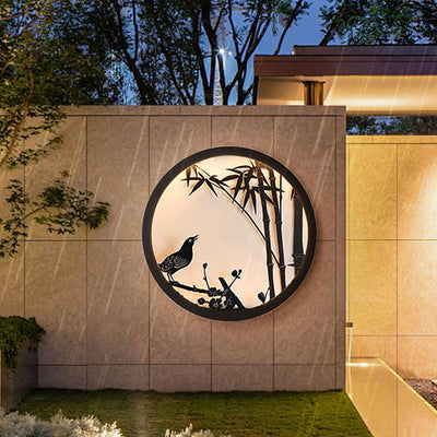 Modern Minimalist Iron & Acrylic Round LED Wall Sconce Lamp For Outdoor Courtyard & Garden