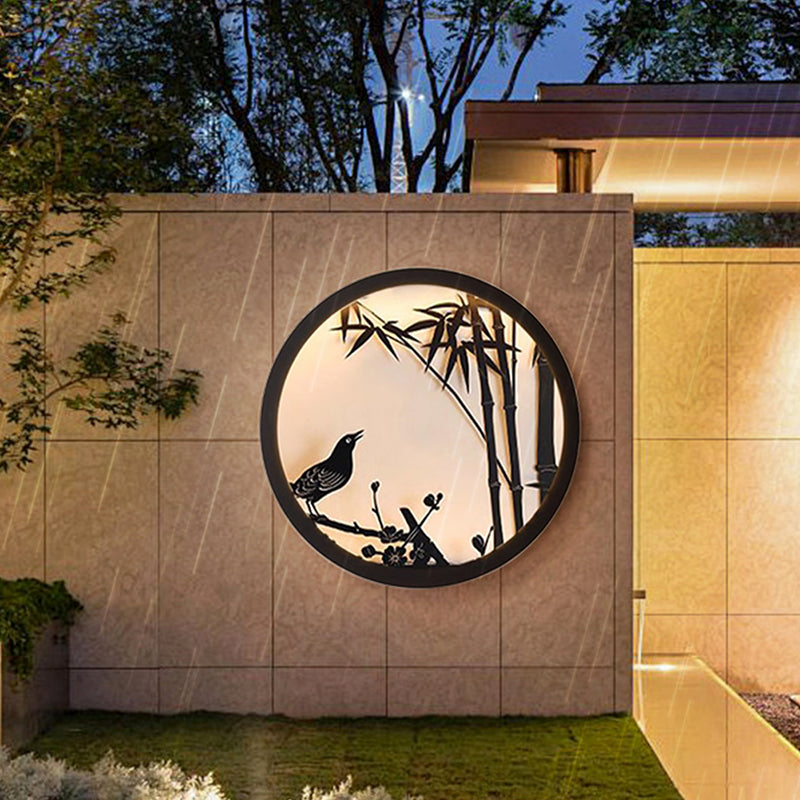 Modern Minimalist Iron & Acrylic Round LED Wall Sconce Lamp For Outdoor Courtyard & Garden
