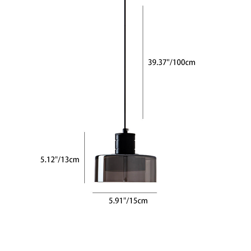 Contemporary Nordic Iron & Glass Cylinder LED Pendant Light For Bedroom & Living Room