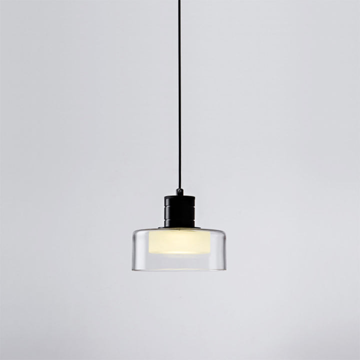 Contemporary Nordic Iron & Glass Cylinder LED Pendant Light For Bedroom & Living Room