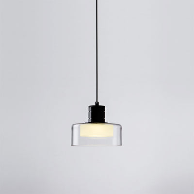 Contemporary Nordic Iron & Glass Cylinder LED Pendant Light For Bedroom & Living Room