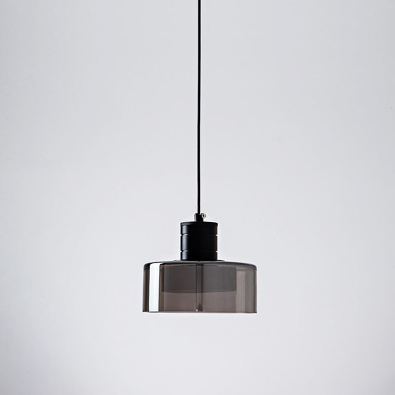 Contemporary Nordic Iron & Glass Cylinder LED Pendant Light For Bedroom & Living Room