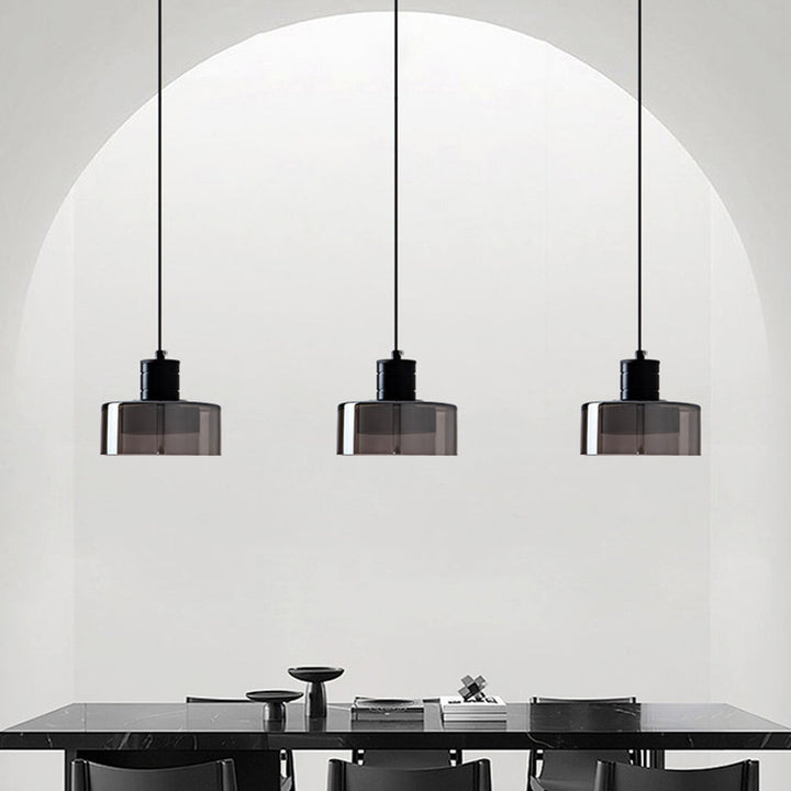 Contemporary Nordic Iron & Glass Cylinder LED Pendant Light For Bedroom & Living Room