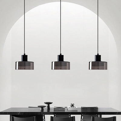 Contemporary Nordic Iron & Glass Cylinder LED Pendant Light For Bedroom & Living Room