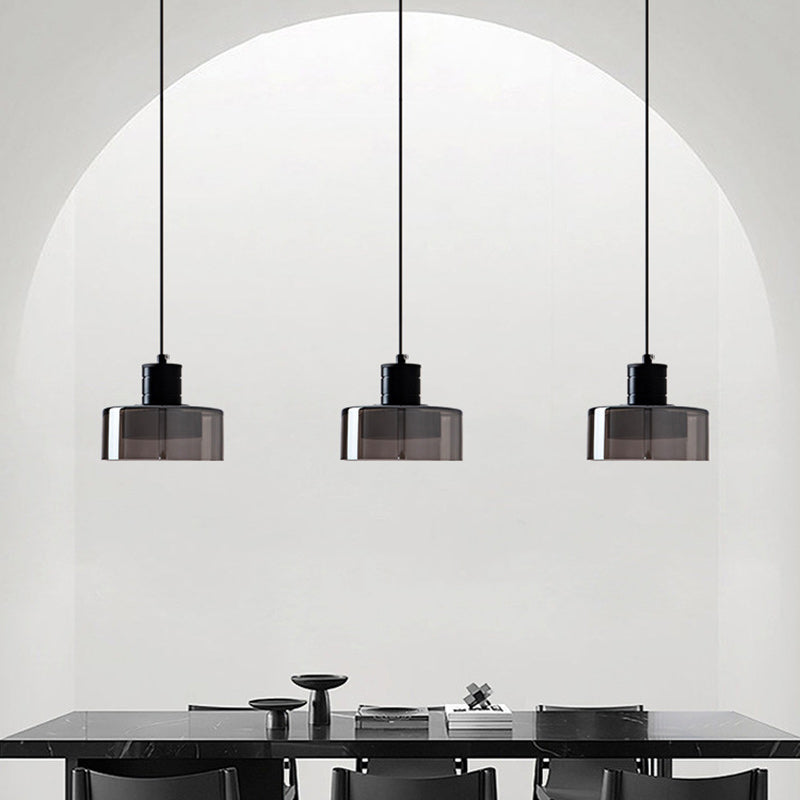 Contemporary Nordic Iron & Glass Cylinder LED Pendant Light For Bedroom & Living Room