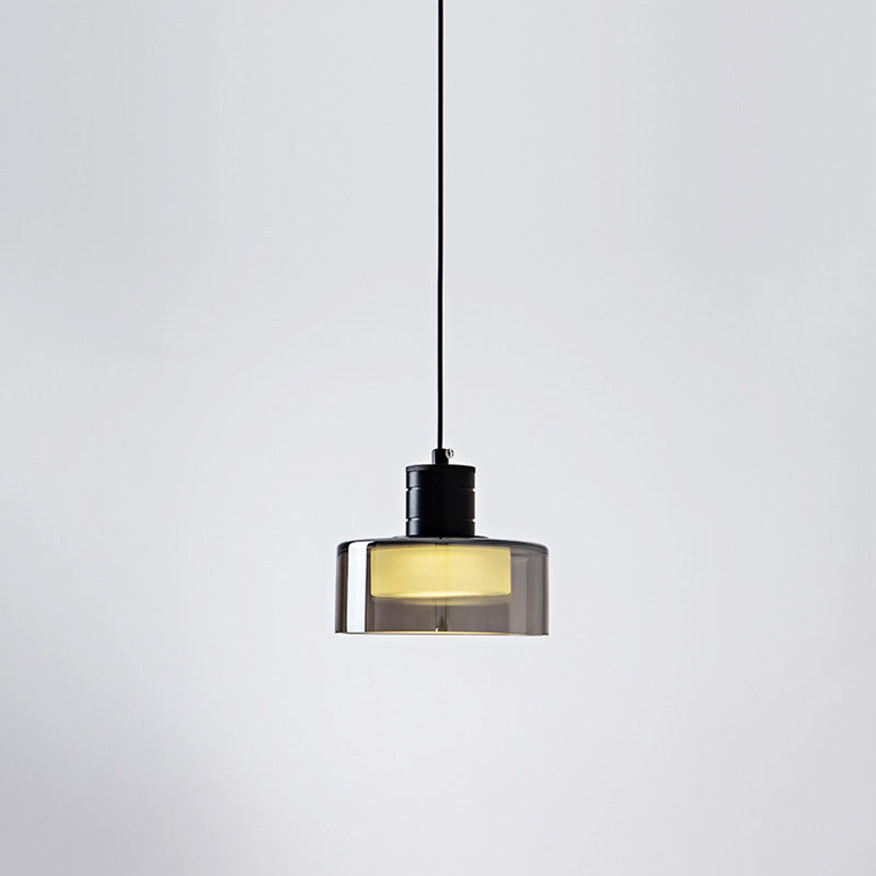 Contemporary Nordic Iron & Glass Cylinder LED Pendant Light For Bedroom & Living Room
