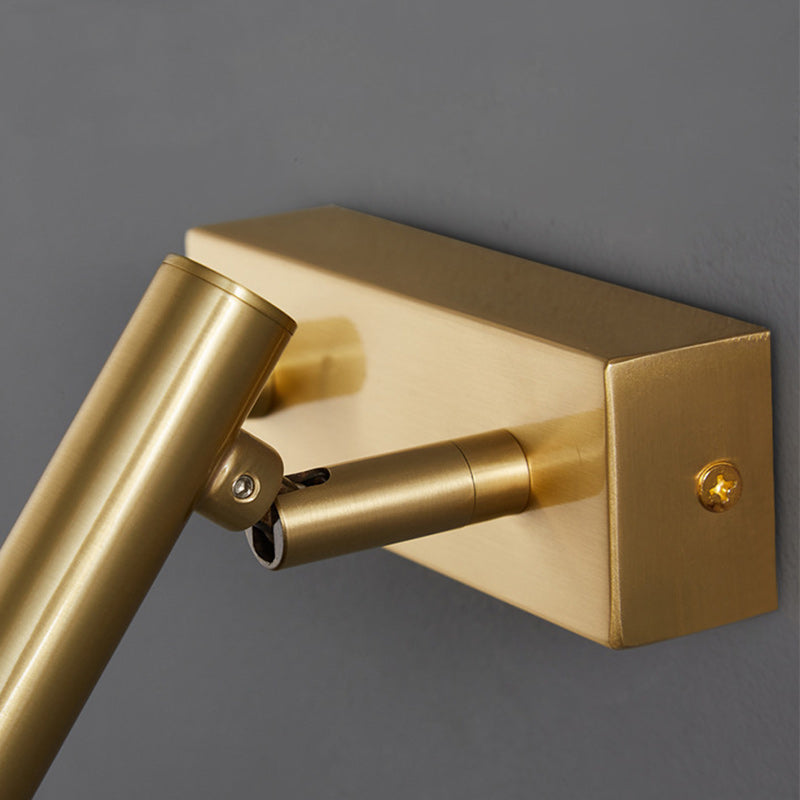 Modern Minimalist Brass Rectangle & Cylinder LED Wall Sconce Spotlight For Bedroom & Living Room