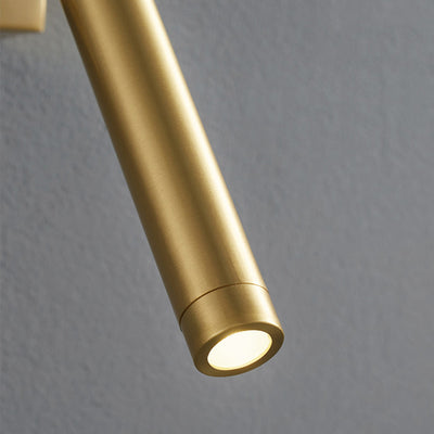 Modern Minimalist Brass Rectangle & Cylinder LED Wall Sconce Spotlight For Bedroom & Living Room