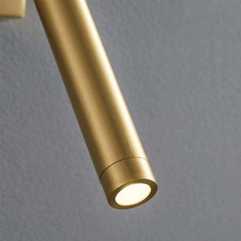 Modern Minimalist Brass Rectangle & Cylinder LED Wall Sconce Spotlight For Bedroom & Living Room