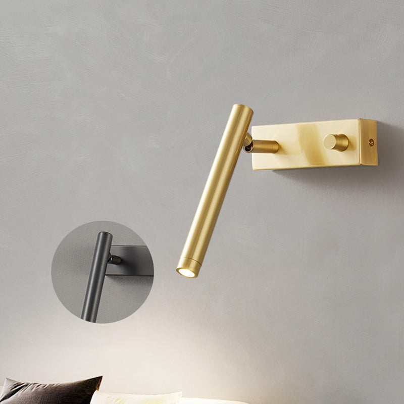 Modern Minimalist Brass Rectangle & Cylinder LED Wall Sconce Spotlight For Bedroom & Living Room