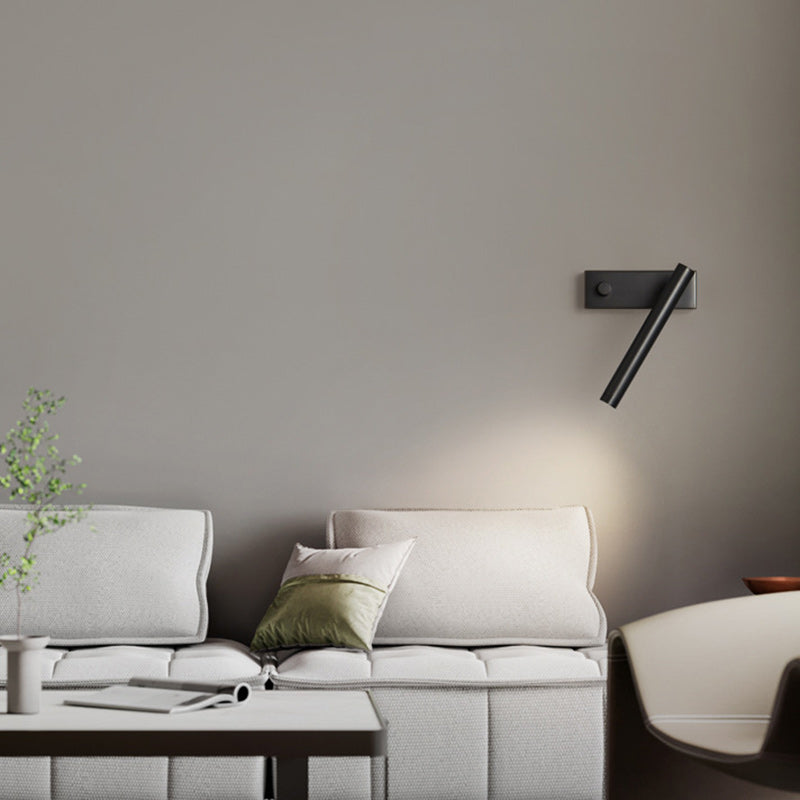 Applique murale moderne minimaliste en laiton rectangulaire et cylindre à LED pour chambre et salon 