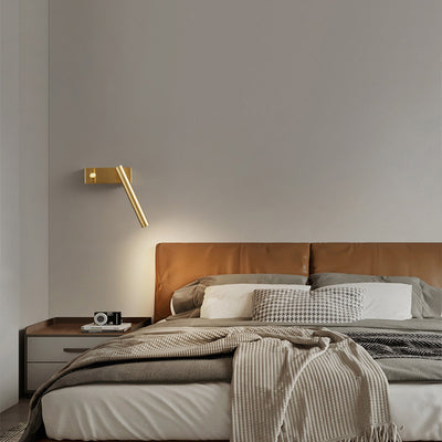 Modern Minimalist Brass Rectangle & Cylinder LED Wall Sconce Spotlight For Bedroom & Living Room