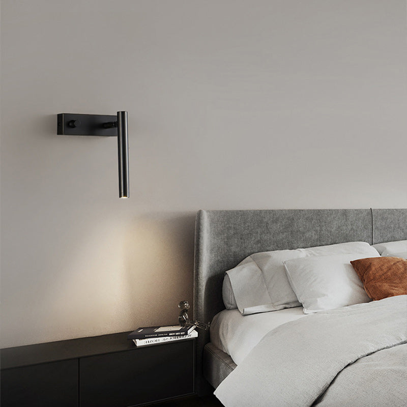Modern Minimalist Brass Rectangle & Cylinder LED Wall Sconce Spotlight For Bedroom & Living Room