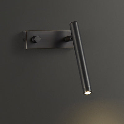 Modern Minimalist Brass Rectangle & Cylinder LED Wall Sconce Spotlight For Bedroom & Living Room
