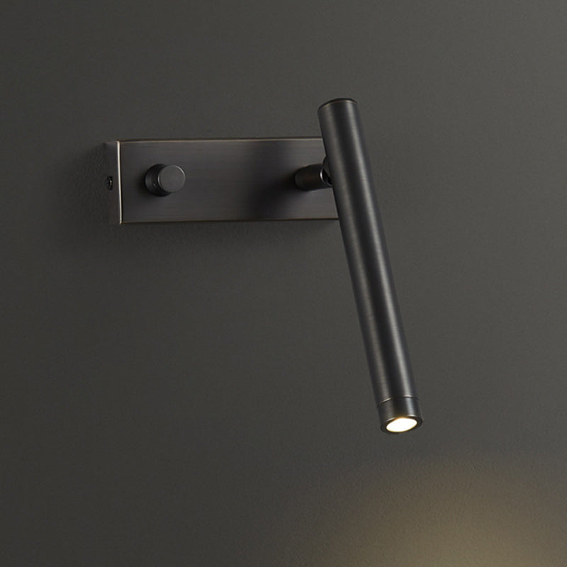 Modern Minimalist Brass Rectangle & Cylinder LED Wall Sconce Spotlight For Bedroom & Living Room