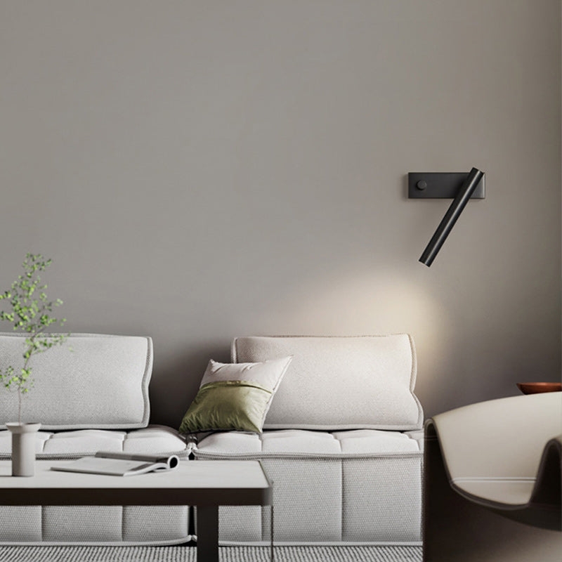Applique murale moderne minimaliste en laiton rectangulaire et cylindre à LED pour chambre et salon 