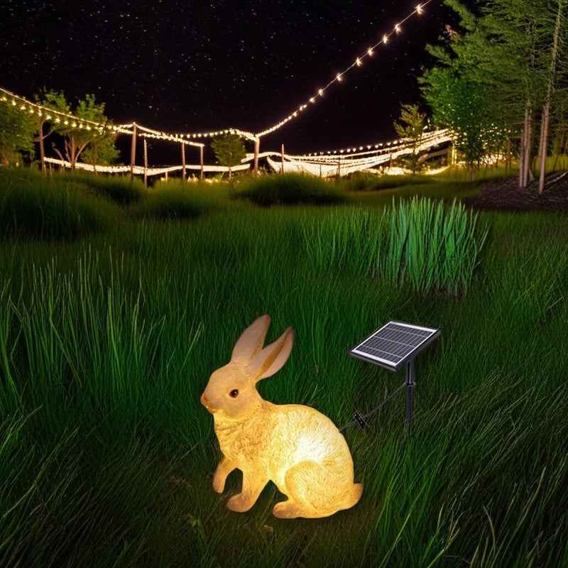 Contemporary Creative Resin &amp; Fiberglass Rabbit-Shaped LED Outdoor Light For Garden Decor