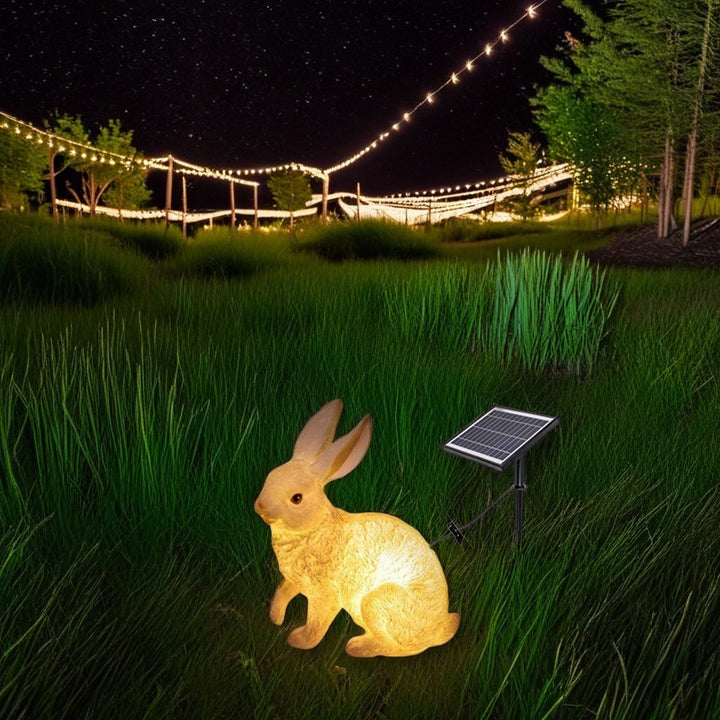 Contemporary Creative Resin &amp; Fiberglass Rabbit-Shaped LED Outdoor Light For Garden Decor