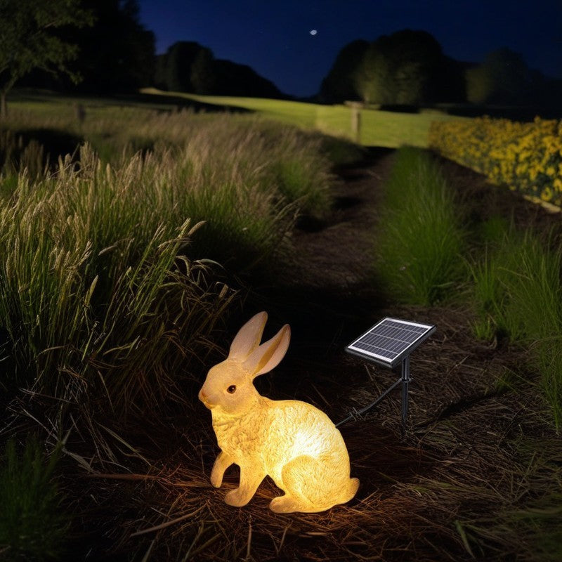 Contemporary Creative Resin &amp; Fiberglass Rabbit-Shaped LED Outdoor Light For Garden Decor