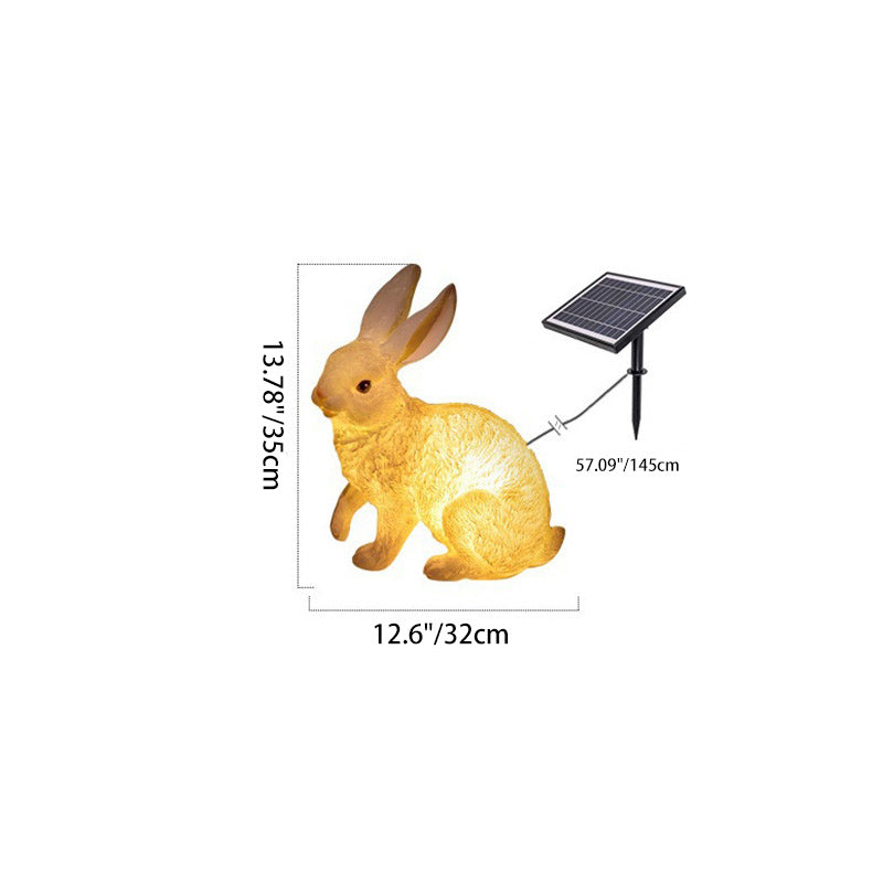 Contemporary Creative Resin & Fiberglass Rabbit-Shaped LED Outdoor Light For Garden Decor