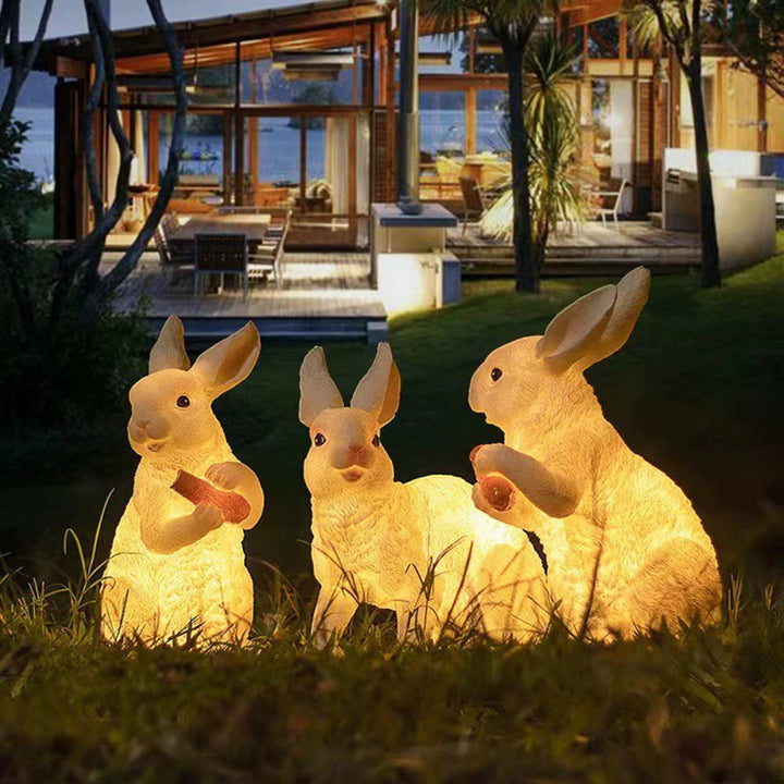 Contemporary Creative Resin &amp; Fiberglass Rabbit-Shaped LED Outdoor Light For Garden Decor