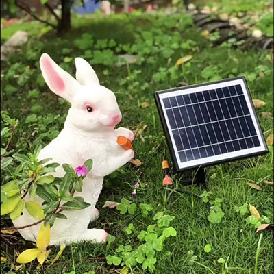 Contemporary Creative Resin & Fiberglass Rabbit-Shaped LED Outdoor Light For Garden Decor