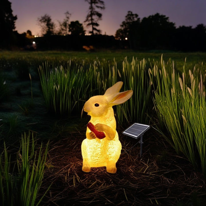 Contemporary Creative Resin &amp; Fiberglass Rabbit-Shaped LED Outdoor Light For Garden Decor