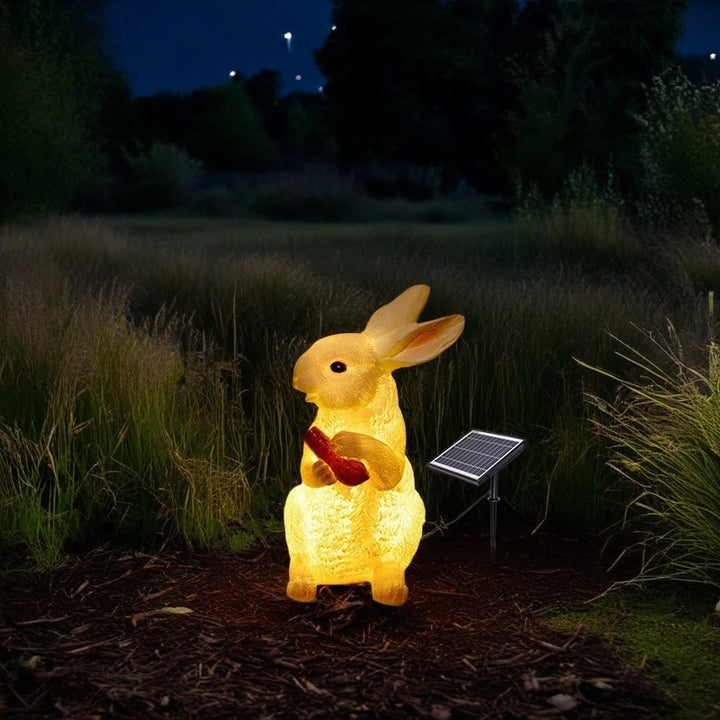 Contemporary Creative Resin &amp; Fiberglass Rabbit-Shaped LED Outdoor Light For Garden Decor